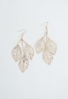 Boucles d'Oreilles Pendantes Feuille d'Or