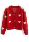 Cardigan court en tricot Soft Heart en rouge