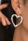 Boucles d'Oreilles Strass Coeur Creux