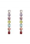 Boucles d'Oreilles Cristal Rectangle Multicolore