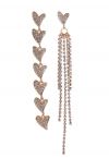 Boucles d'Oreilles Pendantes Asymétriques Coeur Strass Pampille