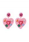 Boucles d'oreilles en cristal multicolore en forme de coeur en rose