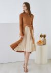 Robe en maille Hi-Lo ceinturée plissée sur le devant en caramel