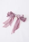 Barrette à cheveux en organza Bowknot Pearl mauve