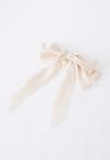 Barrette à cheveux en organza Bowknot Pearl en crème