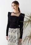 Haut Glamorous Mesh Spliced Knit en Noir