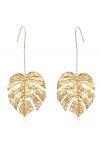 Boucles d'Oreilles Pendantes Feuille d'Or