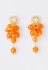 Boucles d'Oreilles Pendantes Raisin Orange Cristal