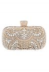 Pochette Insérée de Strass Floral Scintillant en Argent