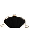 Pochette scintillante en forme de coquillage en noir