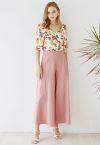 Pantalon court large en coton doux rose