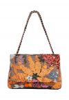 Sac à bandoulière brodé de fleurs à sequins en orange