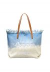 Sac fourre-tout en toile bicolore Summer Vibes en bleu