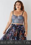 Crop top bustier brillant éblouissant en violet