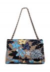 Sac à bandoulière brodé de fleurs à sequins en bleu