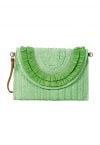 Sac enveloppe en raphia de couleur unie en vert