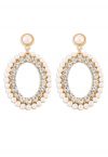 Boucles d'oreilles nacrées strass double couche en or