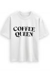 T-shirt en coton imprimé Coffee Queen en blanc