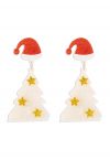 Boucles d'oreilles sapin de Noël étoilé en crème