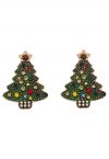 Boucles d'oreilles d'arbre de Noël en strass renversé à l'huile