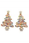 Boucles d'oreilles arbre de Noël en strass coloré