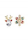 Boucles d'oreilles brillantes en forme de cerf et de flocon de neige