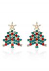 Boucles d'oreilles pendantes en forme d'arbre de Noël avec strass