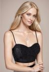 Haut bustier corset brodé de sequins en noir