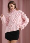 Pull à col roulé Knit Your Love en rose