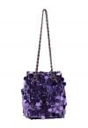 Sac seau scintillant à paillettes en violet