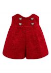 Short en tweed orné de sequins et boutons en forme de cœur, rouge