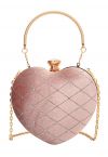 Pochette coeur en velours haut de gamme en forme de diamant en rose