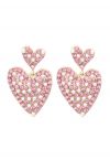 Jolies boucles d'oreilles en strass et cœur en perles