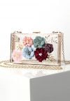 Pochette translucide florale 3D Dainty en blanc