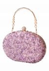 Pochette ovale pleine de perles et strass en violet