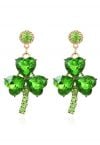 Boucles d'oreilles trèfle en strass vert