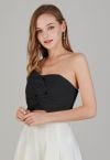 Haut court bustier noué sur le devant en noir