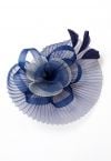 Bandeau à fleurs en maille plissée avec pince à cheveux bleu marine