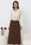 Jupe en jean Utility Chic avec ceinture et bordure de poche en marron