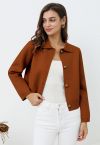 Veste en tricot boutonnée à col classique en caramel