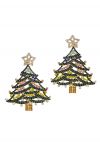 Boucles d'oreilles sapin de Noël en forme d'étoile vert foncé