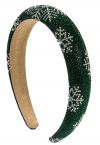 Bandeau éponge en strass avec flocon de neige en vert