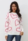 Pull ras du cou en tricot Lovable Heart en rose clair