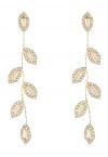 Boucles d'oreilles pendantes en strass feuilles et branches en or