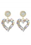 Boucles d'oreilles coeur scintillantes en strass en or