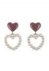 Boucles d'Oreilles Pendantes Double Coeurs