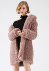 Sensation de chaleur Long Manteau en fausse fourrure couleur mauve