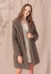 Sensation de Chaleur Manteau Long en Fausse Fourrure en Marron