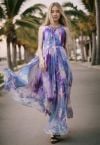 Aquarelle Florale Robe Longue en Violet