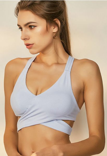 Soutien-gorge de sport à faible impact Wrap Design en bleu bébé